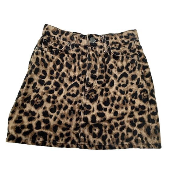 Reformation Dresses & Skirts - Reformation Jeans Jackie High Rise Mini Leopard Print Denim Skirt Women’s 24